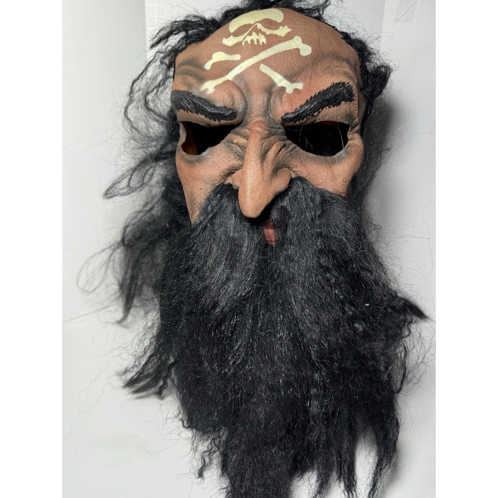 RARE 2004 Mario Chiodo Studios Pirate Skull Mask Long Hair Crossbones Skeleton